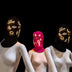 Display of black, pink and gold LED balaclavas - Collection of light-up face masks for costume retailers, party planners, event promoters, and electronic dance communities