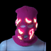 Front view of pink LED balaclava on model - Illuminated knit mask for winter festivals, snowboarding sessions, cyberpunk aesthetics, and content creator collaborations