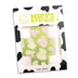 Packaged X-shaped glow in the dark nipple stickies with green cow print pattern perfect for festival fashion and western themed celebrations