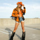 Orange LED cowgirl hat with bright lights perfect for Nashville honky tonk parties line dancing events and western costume fashion