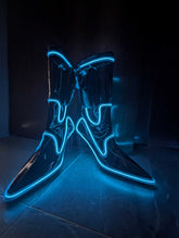 Out Past Midnight Boots - Black PVC with Blue Lights (Ships from Factory in Vietnam. Estimated delivery 3 weeks) - Neon Cowboys - 