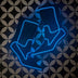 Black light up boots glowing blue arranged on a patterned tile floor, these Out Past Midnight light up cowgirl boots and light up heels are made for raves, festivals and nightclub nights, Neon Cowboys