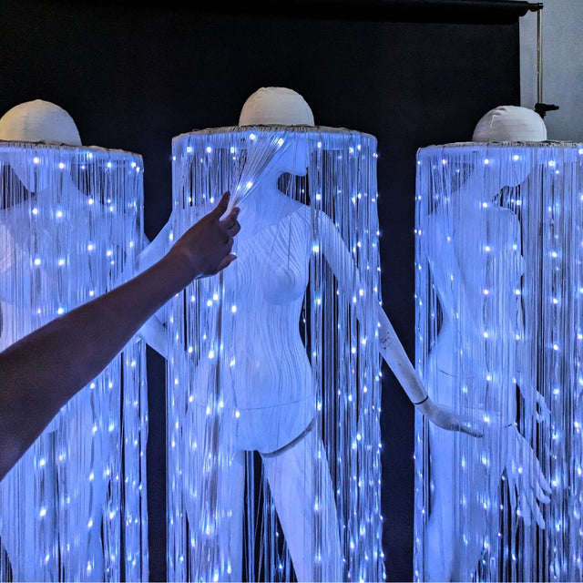 Oversized Floor-Length LED Fringe Hat | Avant-Garde Light-Up