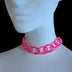 Pink LED Braided Macrame Choker - Y2K Retro Necklace - Light Up 2000s Fashion Jewelry - Nostalgic Millennium Inspired Accessory for Dance Parties and Music Festival Events