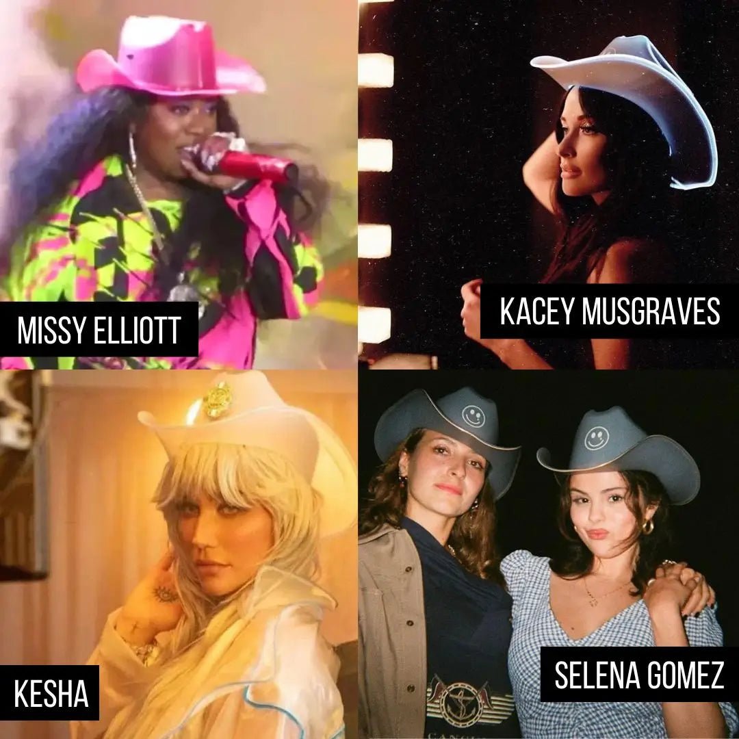 Celebrities in Light Up LED Neon Cowboys Hat - Kacey Musgraves, Kesha, Selena Gomez, Dua Lipa, Beyonce Concert Tours & Merch