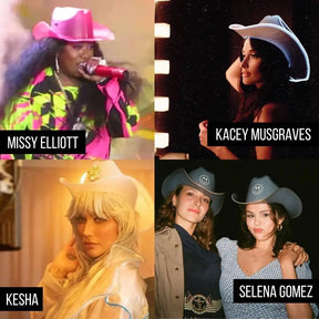 Celebrities in Light Up LED Neon Cowboys Hat - Kacey Musgraves, Kesha, Selena Gomez, Dua Lipa, Beyonce Concert Tours & Merch