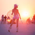 cowgirl hat pink LED light up photographed at burning man with staff baton sophisticated party themes adult celebration accessories