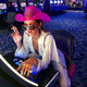 hot pink festival hat LED perfect for photo session lifestyle photography fashion editorial shoots creative portrait photography
