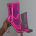 Pink LED neon cowgirl boot video showing light glowing patterns and transparent cowgirl boots & luxury footwear by Neon Cowboys