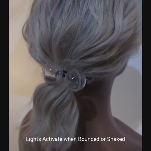 LED Hair Tie in Ponytail Video - Light Up Hair Accessory - Illuminated Hair Tie Glow Party, Night Run, New Years, Halloween Christmas Party