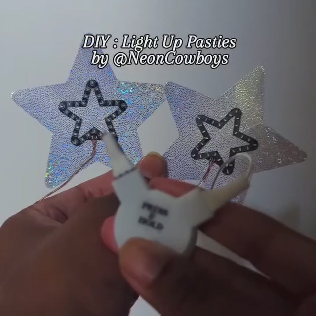Star LED Pasties Video - Space Cowgirl Alien Theme Nipple Covers - Area 51 Festival Fashion for UFO Enthusiasts and Cosmic Rave Events