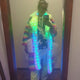 LED Fur Trench Coat Video - Girl Wearing Illuminated Faux Fur Jacket - Moving Light Sequence on Winter Fashion Statement Desert Music Festival Events