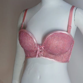 Pink light up LED bra video showing illumination patterns and color effects for rave fashion glowing party outfits and music festival wear and burlesque shows in las vegas