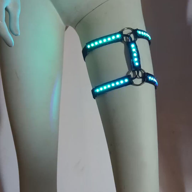 LED leg harness set of 2, color-changing demo — light up thigh harness