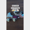 Video of glowing star projector lights attached to roller skates showing movement effects and illumination patterns for night time skating adventures. Perfect for glow birthday parties at the skating rinks