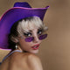 Purple LED cowgirl hat glowing vibrant ideal for Burning Man festival outfits desert parties and western rave costumes