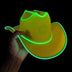 Green sustainable plastic LED cowboy hat side view - Limited-edition light-up western headwear for fundraisers, outdoor night events, country music festivals, and costume parties