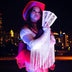 Red cowboy hat with bright LED lights perfect for concert performance stages music festival outfits and western costumes