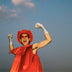 Red neon cowgirl hat with LED lights ideal for luxury yacht party celebrations summer events and western costume fashion