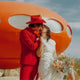 Red cowboy hat with LED lights glowing ideal for luxury event planning high end parties and western costume celebrations