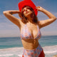 Red cowboy hat with bright LED lights perfect for beach party celebrations summer events and western costume outfits