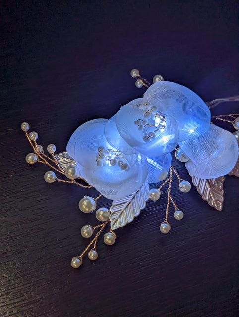 SAMPLE SALE - White Floral Hairpin with Beads - FINAL SALE (Estimated delivery 3 weeks ships from Factory) - Neon Cowboys - 