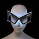 male wearing silver glowing space sunglasses LED party eyewear in action perfect for cosplay conventions comic con sci-fi costume events themed parties