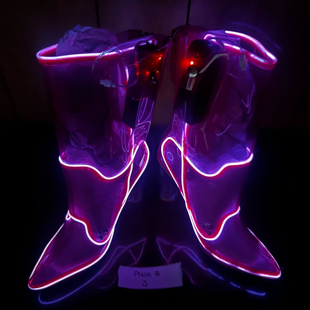 Size 8 Pink J - OPM Boot : Minor Light Skips (FINAL SALE) - Neon Cowboys - 