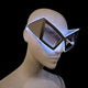 white silver LED space sunglasses on woman geometric space cowgirl eyewear perfect for photo booth props wedding receptions birthday party photography