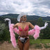 White LED neon cowgirl hat glowing for corporate event planning company celebrations and western themed party outfits