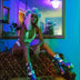 White LED neon cowgirl hat glowing for urban rooftop parties city celebrations and western costume fashion outfits