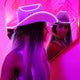 White LED neon cowgirl hat perfect for bridal bachelorette parties wedding celebrations and western costume fashion outfits