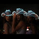 White neon cowgirl hat with LED lights perfect for funk cowboy themed parties retro celebrations and western costume fashion