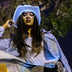 White cowgirl hat glowing with bright LED lights for luxury birthday parties high end celebrations and western themed fashion