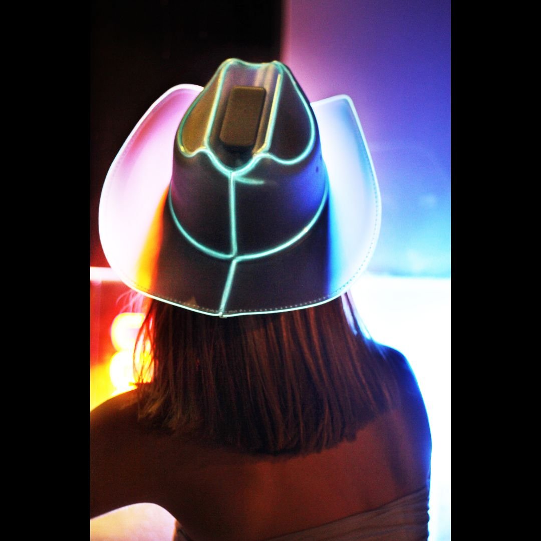 White LED Neon Cowboys Hat - Neon Cowboys - Neon Cowboys Hat - 