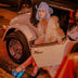 White space cowgirl hat with LED lights glowing for F1 racing parties Texas night race celebrations and western themed events