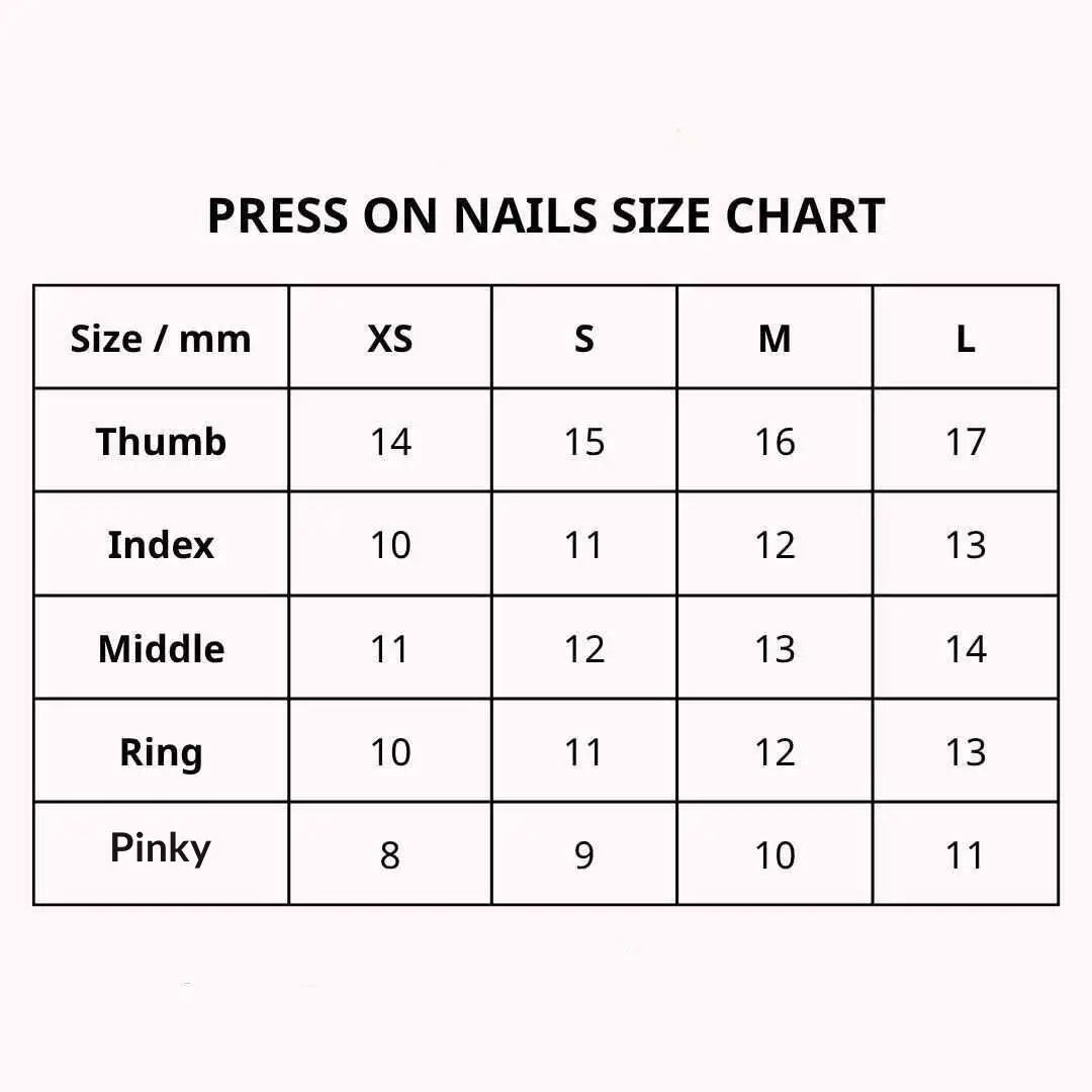 neon cowboys press on light up led nails size chart for measurement