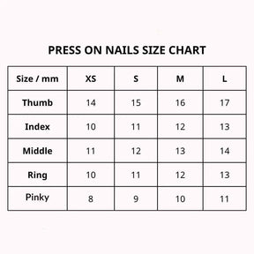 neon cowboys press on light up led nails size chart for measurement