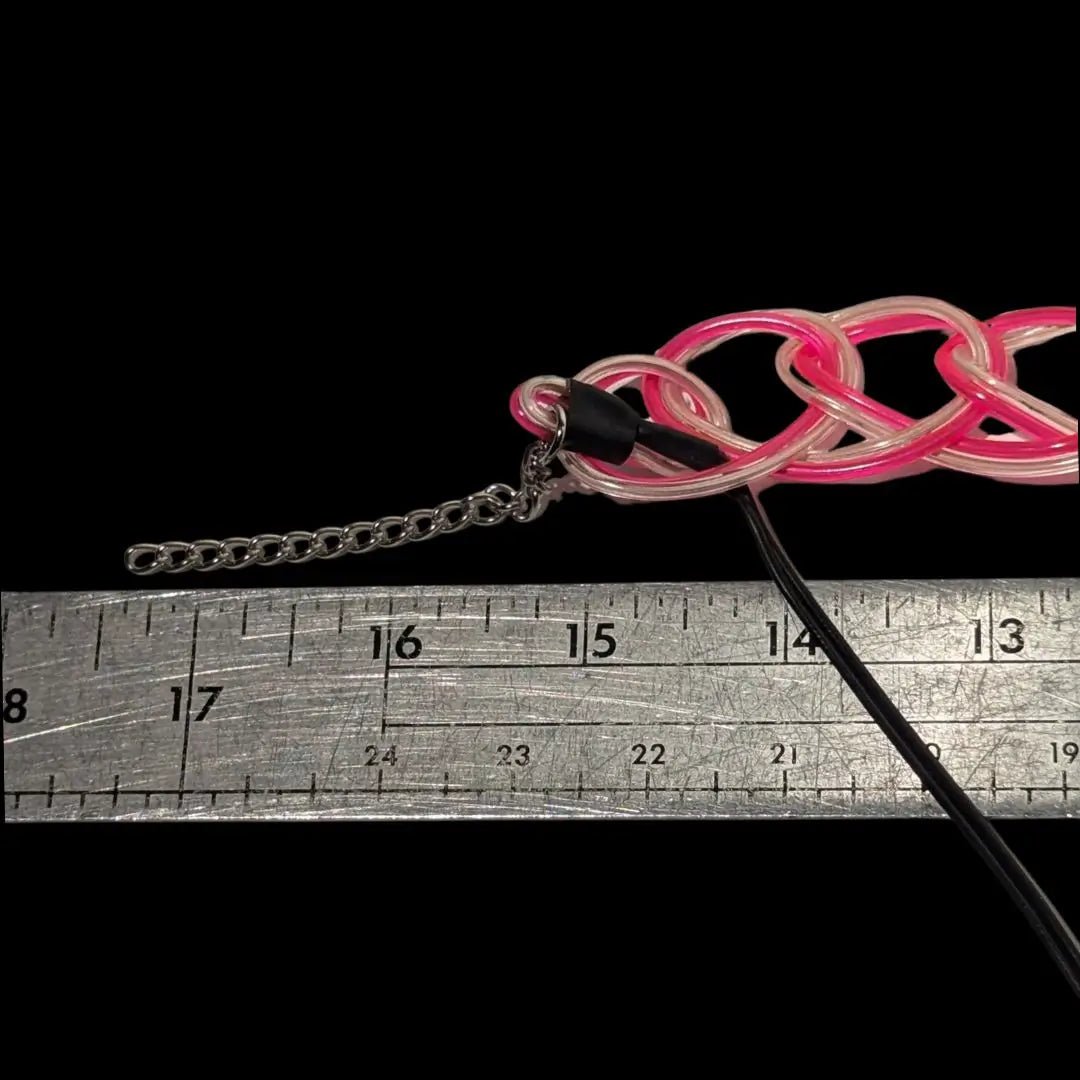 Y2K LED Choker Size Measurement - 15 Inch Chain Link Necklace - Adjustable Light Up Choker Dimensions - 2000s Fashion Jewelry Specifications