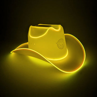 Chapéu de cowboy neon LED amarelo