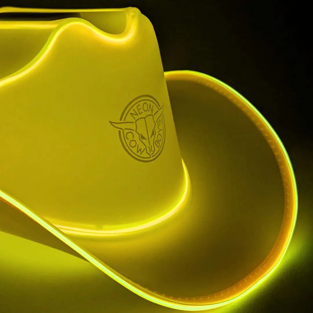 Yellow Light Up Neon Cowboys Hat - Nashville City LED Cowgirl Hat for Night Events Concerts Music Festivals EDM Raves Parties