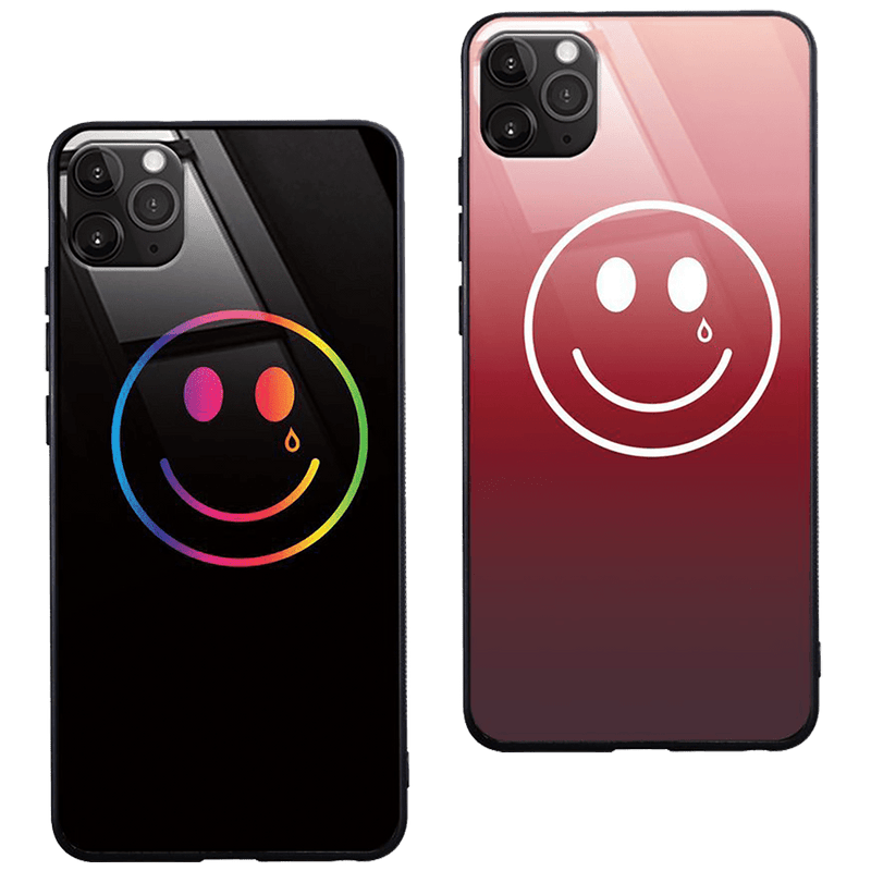 Kacey Musgraves x Neon Cowboys iPhone cases with rainbow and red smiley face designs side by side, collectible country music collab phone case for concerts, festivals and fans, Neon Cowboys