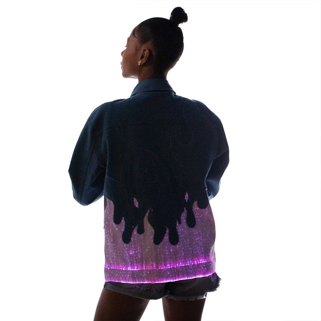 Light Up Flame Denim Jacket - Neon Cowboys - Apparel - 