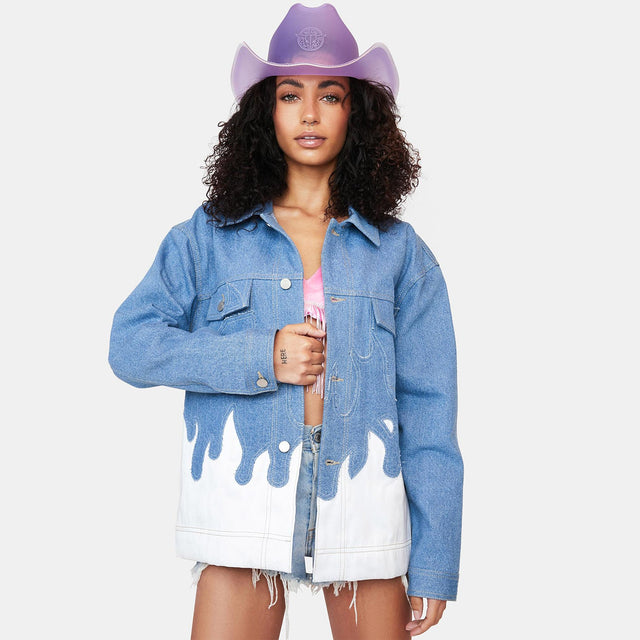 Light Up Flame Denim Jacket - Neon Cowboys - Apparel - 